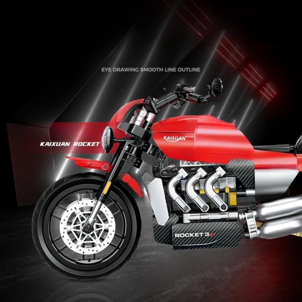 Realistic Motorcycle Building Kit, 578 PCS, Perfect for Kids & Adults