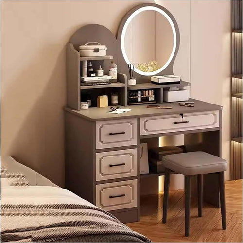 Modern Dressing Table Vanity Desk Makeup Stool Set Storage Drawer Organizer Home