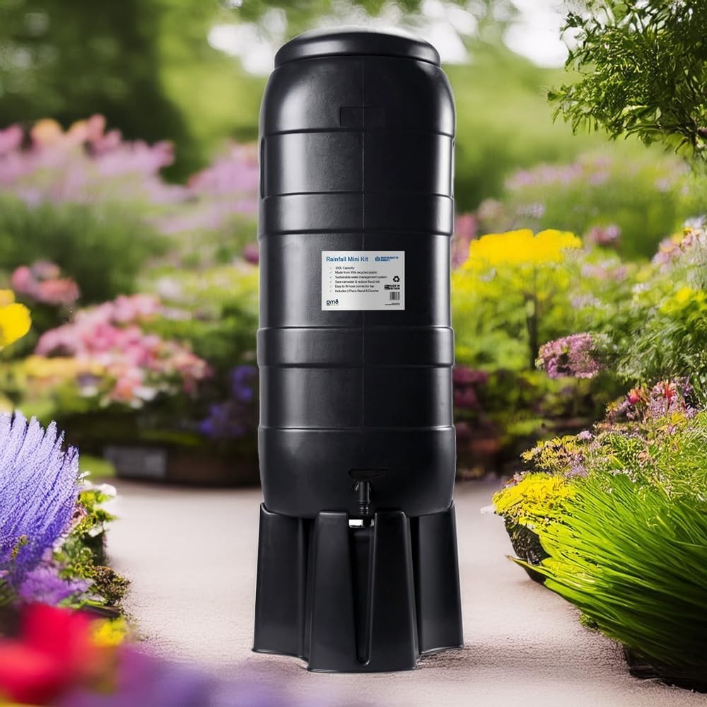 100L Slimline Water Butt Kit With Stand & Diverter | Space Saving Rain Saver