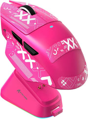 Lightweight Gaming Mouse 65g 25K DPI Wireless RGB Dock Pink Grip