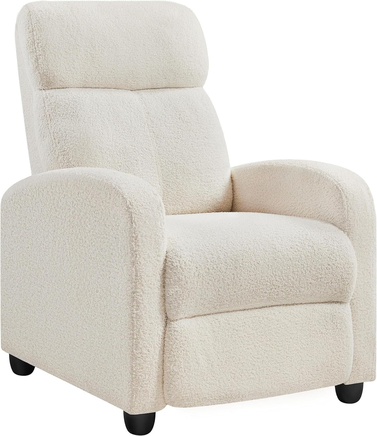 Ivory Boucle Recliner Armchair Sofa Lounge Chair Soft Adjustable Seat