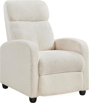 Ivory Boucle Recliner Armchair Sofa Lounge Chair Soft Adjustable Seat