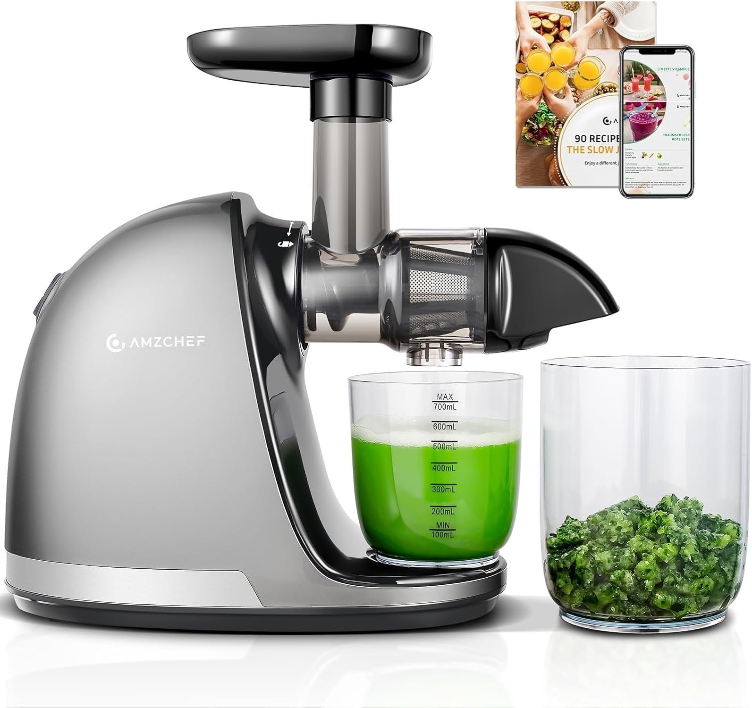 Cold Press Slow Juicer Whole Fruit Masticating High Yield Easy Clean BPA Free
