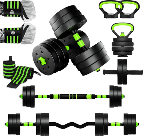 6-in-1 Adjustable Dumbbell Barbell Kettlebell Home Gym Weights Set
