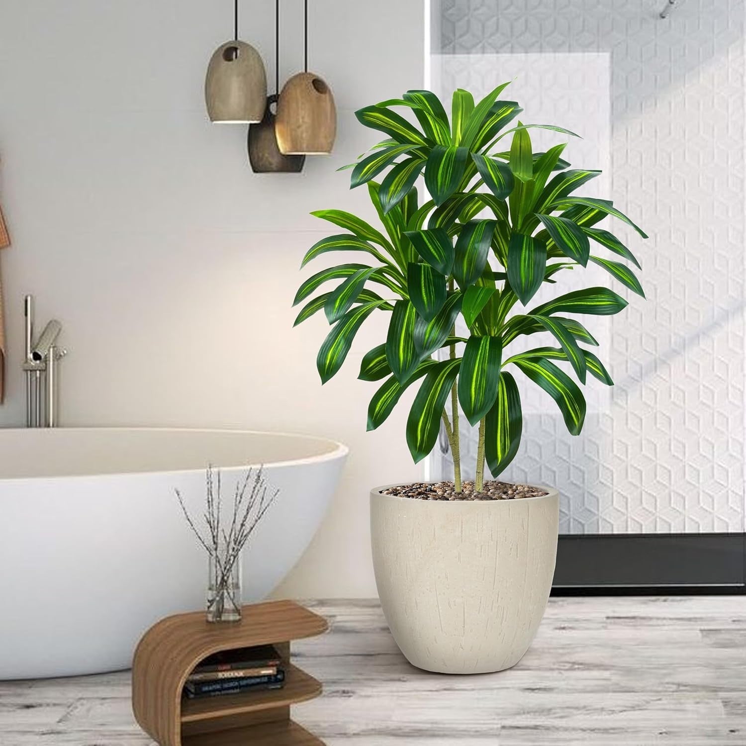 2PCS 120cm Dracaena Artificial Trees in Pots Lifelike Indoor Home Decoration