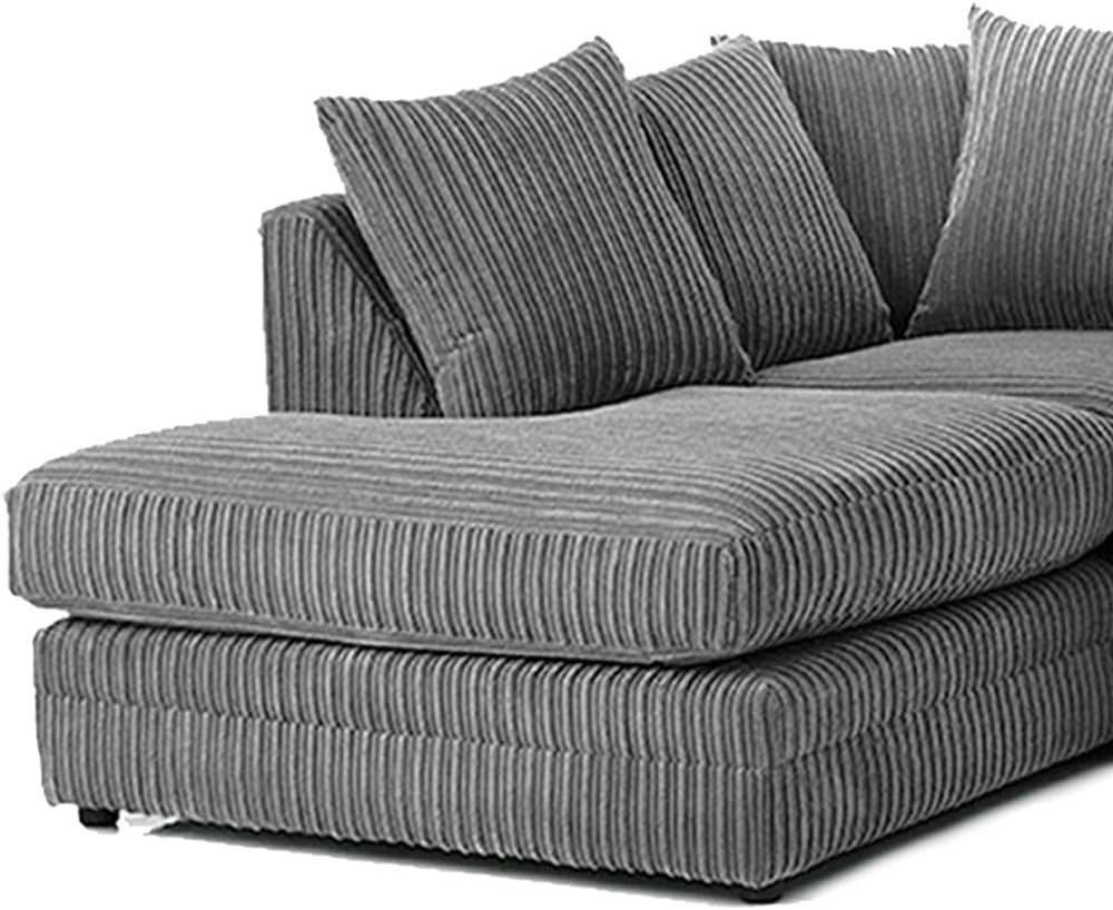 Grey Jumbo Cord L Shape Corner Sofa 4 Seater LH – Comfy Modular Couch