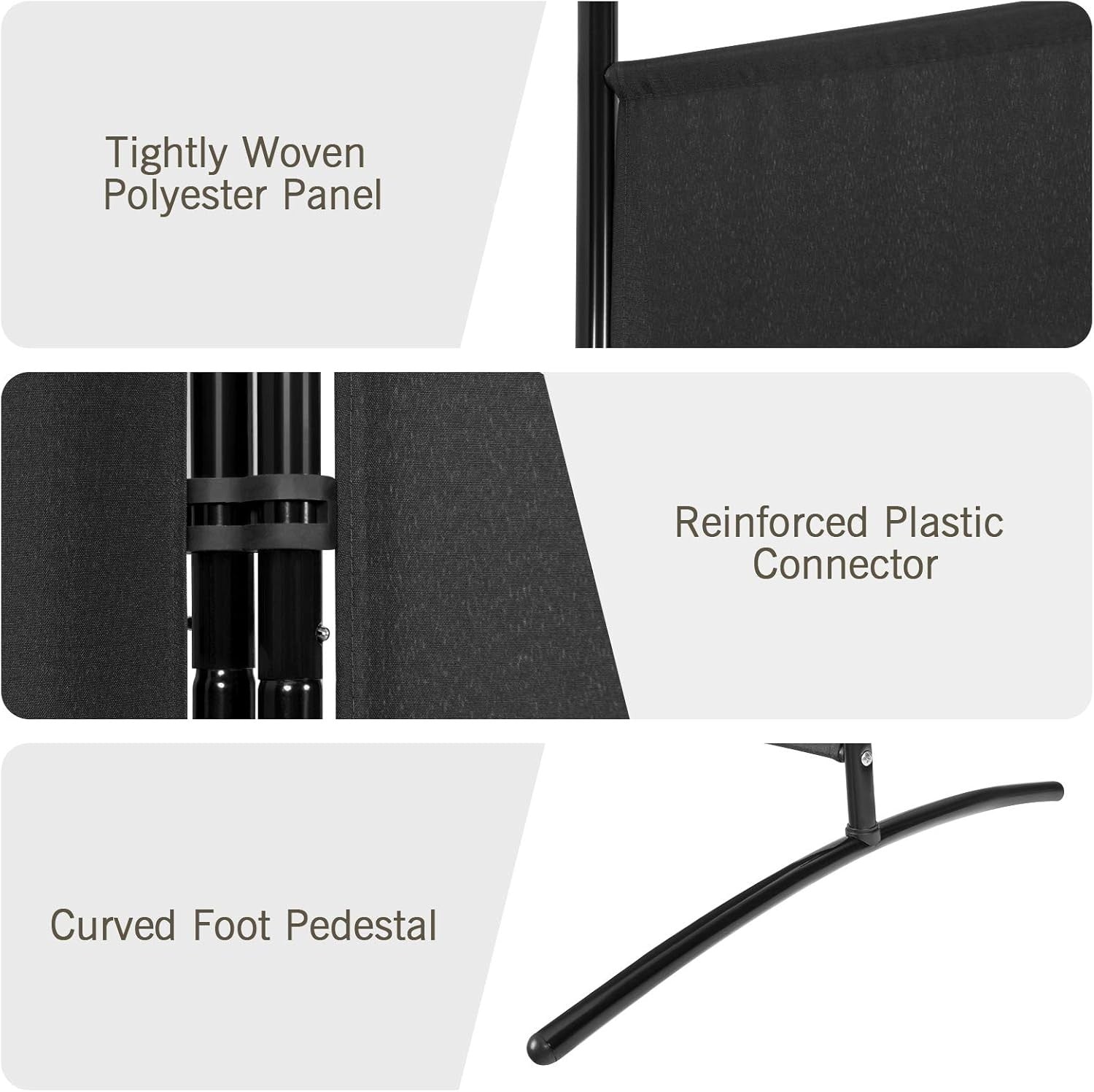 3 Panel Black Folding Room Divider Privacy Screen Partition for Home Office
