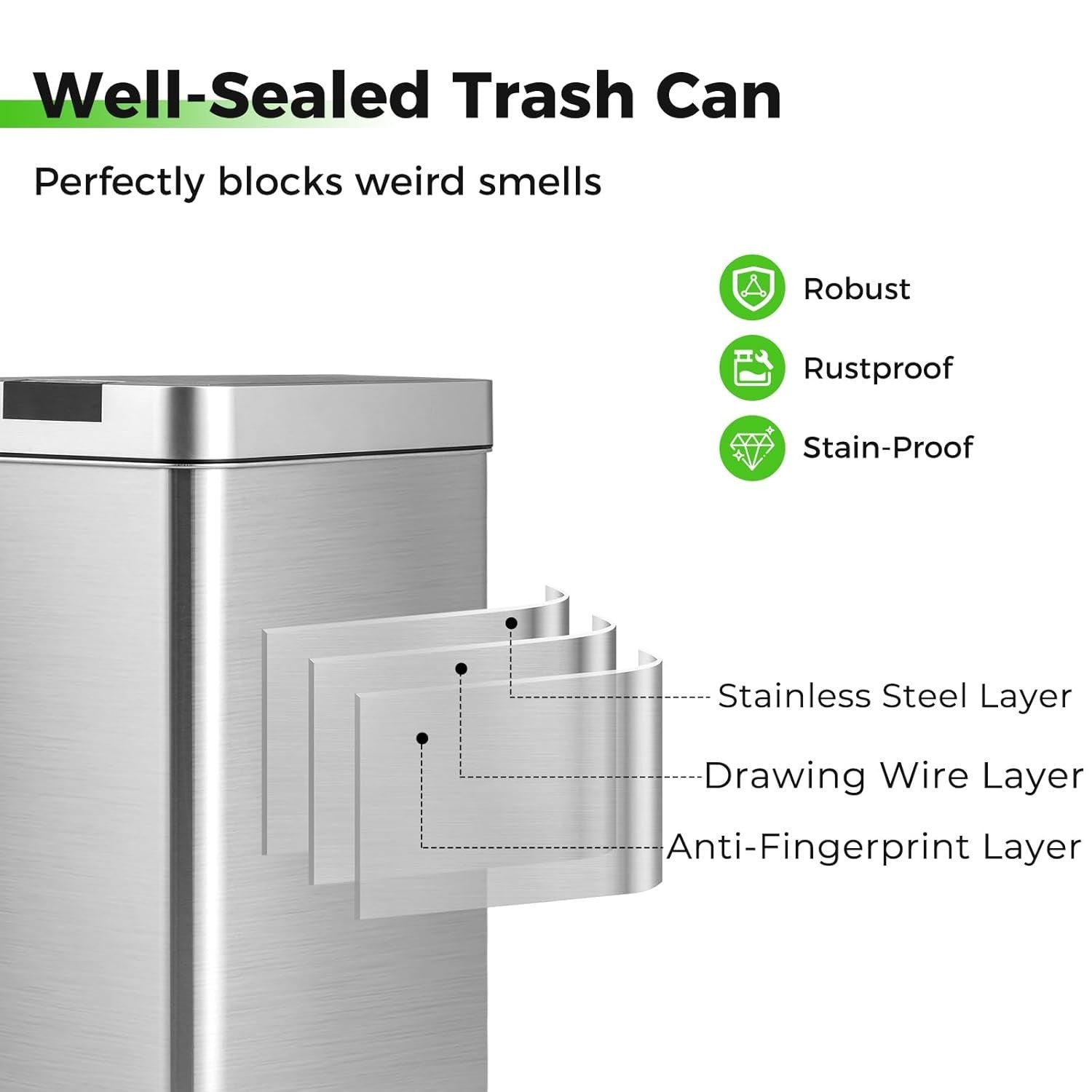 50L Automatic Touchless Kitchen Bin Motion Sensor Silver