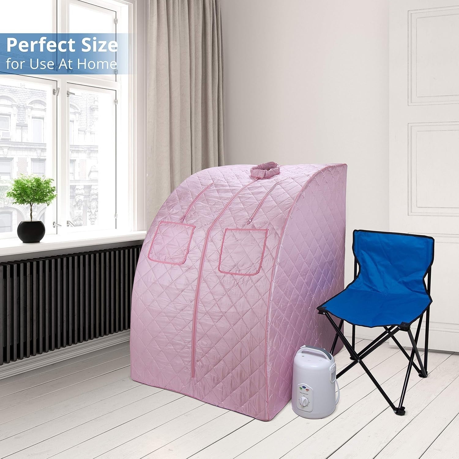 Oversized Portable Steam Sauna Home Spa 800W Timer Detox Weight Loss Chair Light