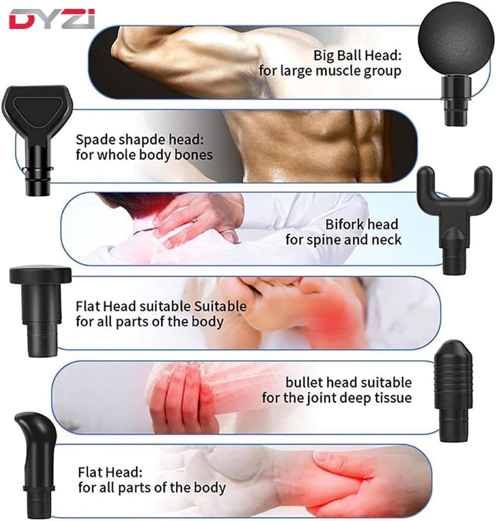 Deep Tissue Massage Gun 30 Speed Percussion Muscle Relief LCD 6 Heads