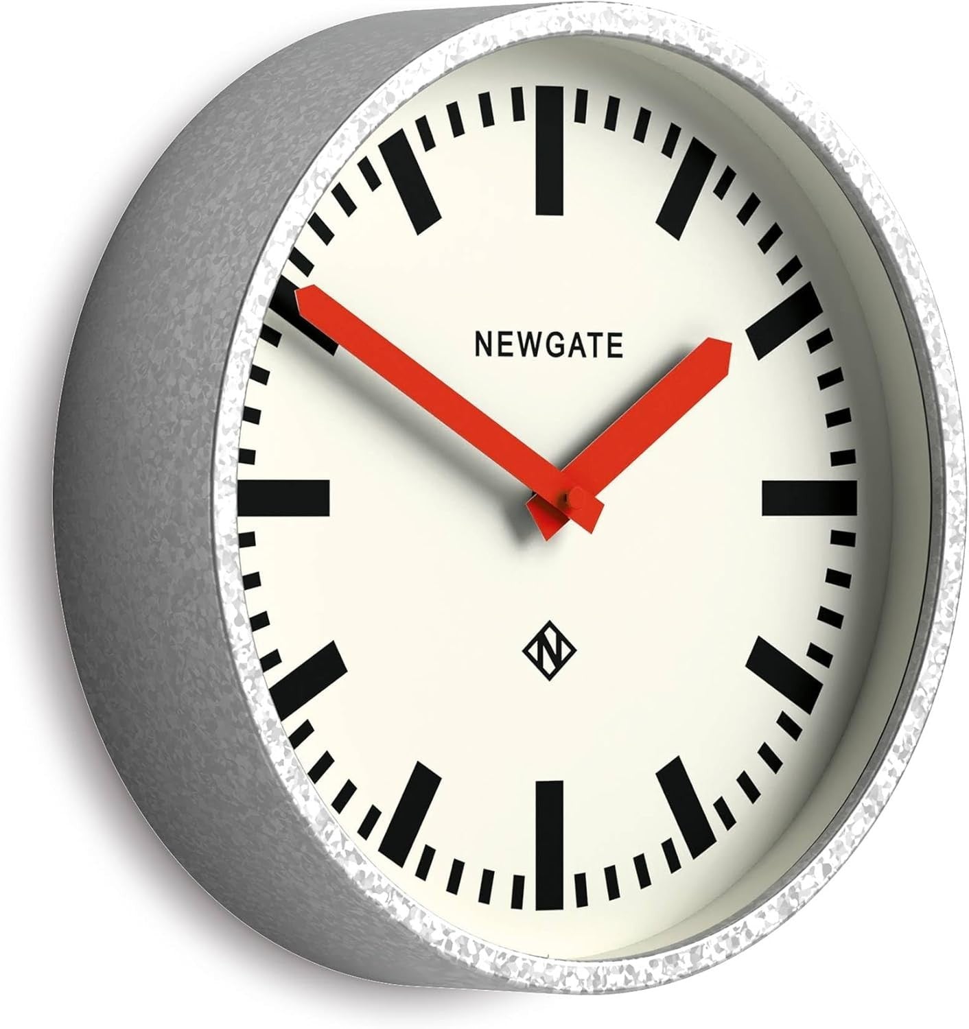 30cm Retro Silent Wall Clock Red Hands Galvanised Metal Industrial Decor