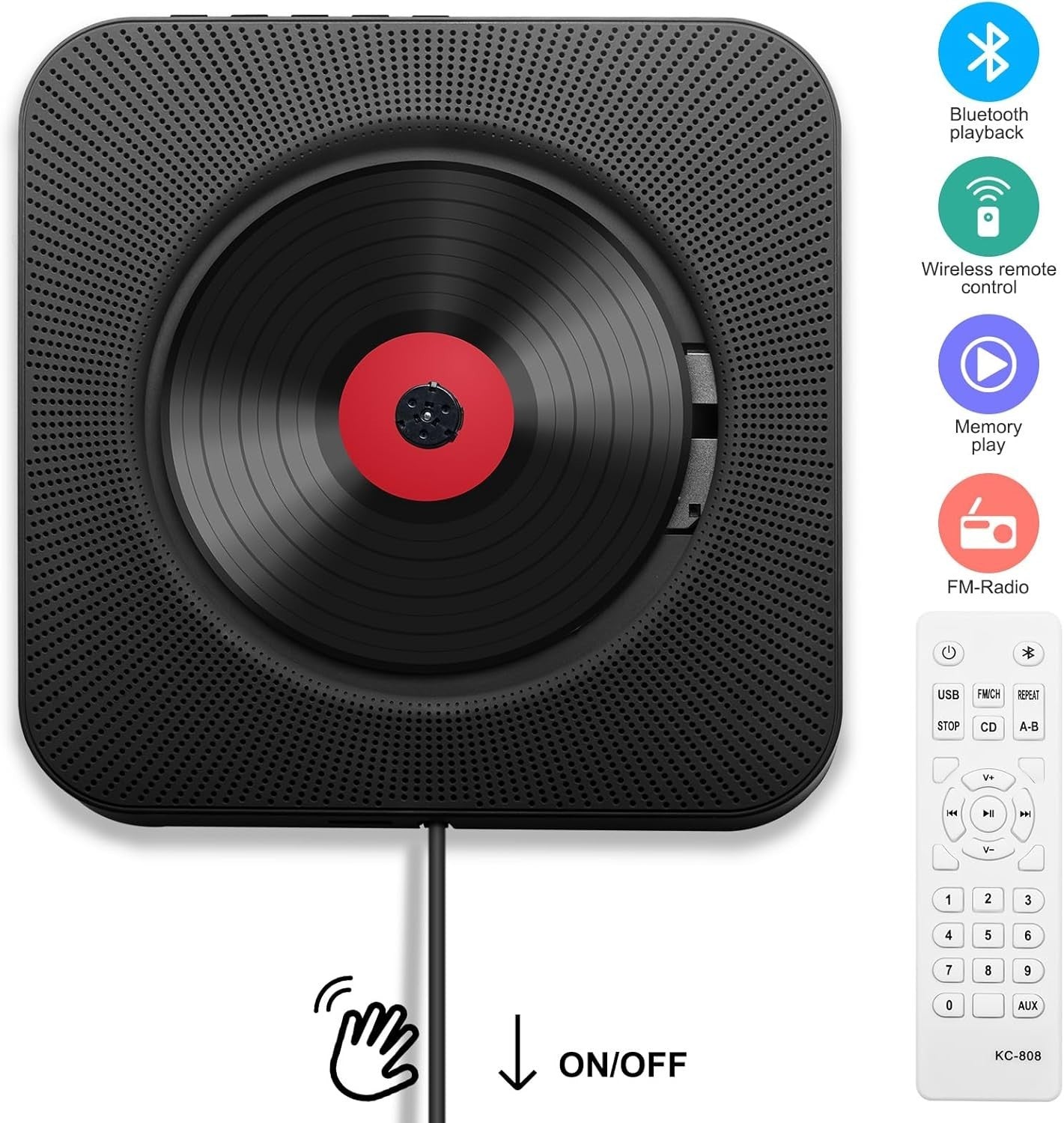 Portable Desktop CD Player Bluetooth HiFi Speakers FM Radio Remote LCD