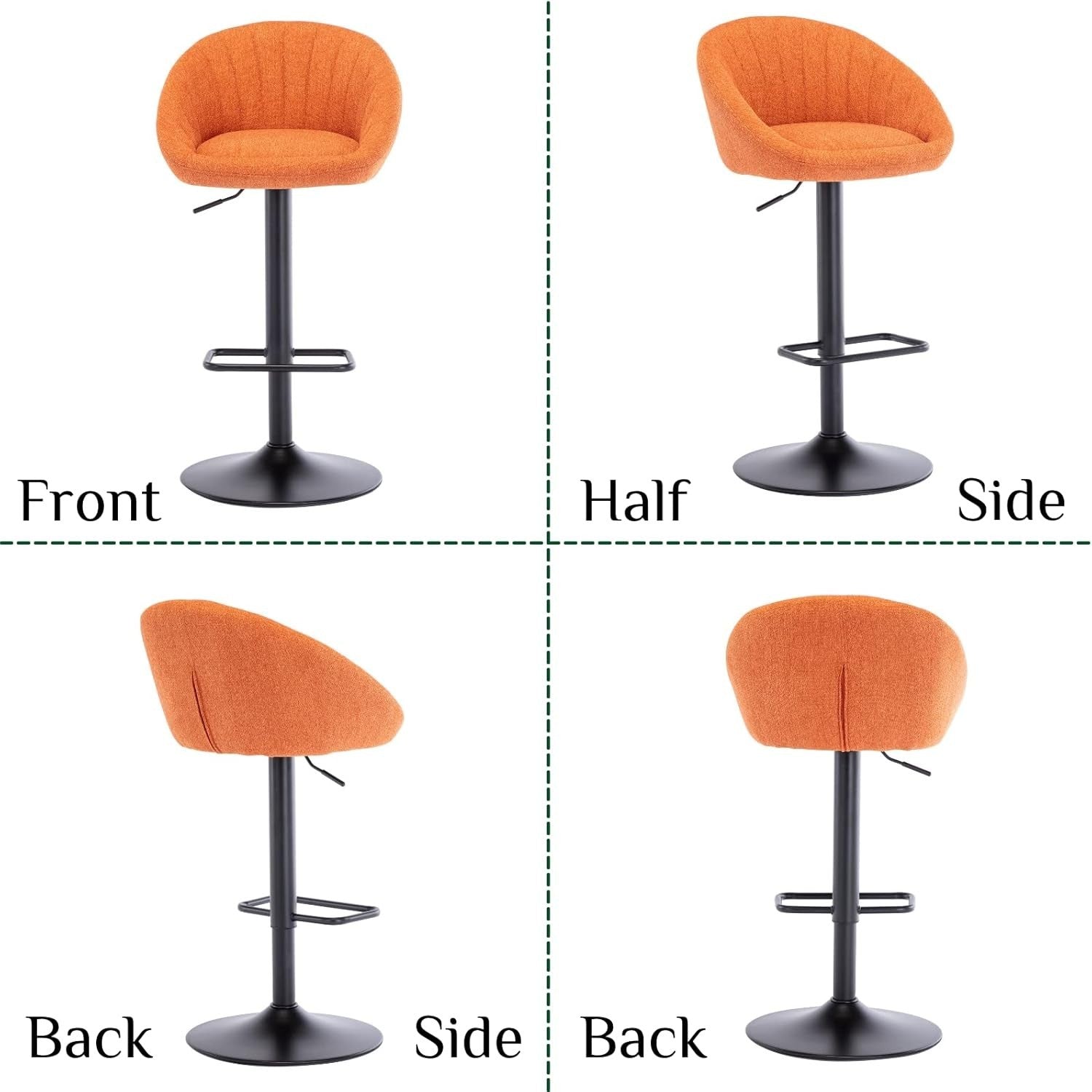 Red L-Shaped Breakfast Bar Stools Set of 4 – Modern Quilted Fabric, Metal Base