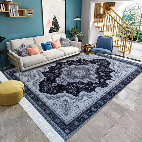 Large Grey Vintage Distressed Oriental Rug 200x290cm Washable Low Pile