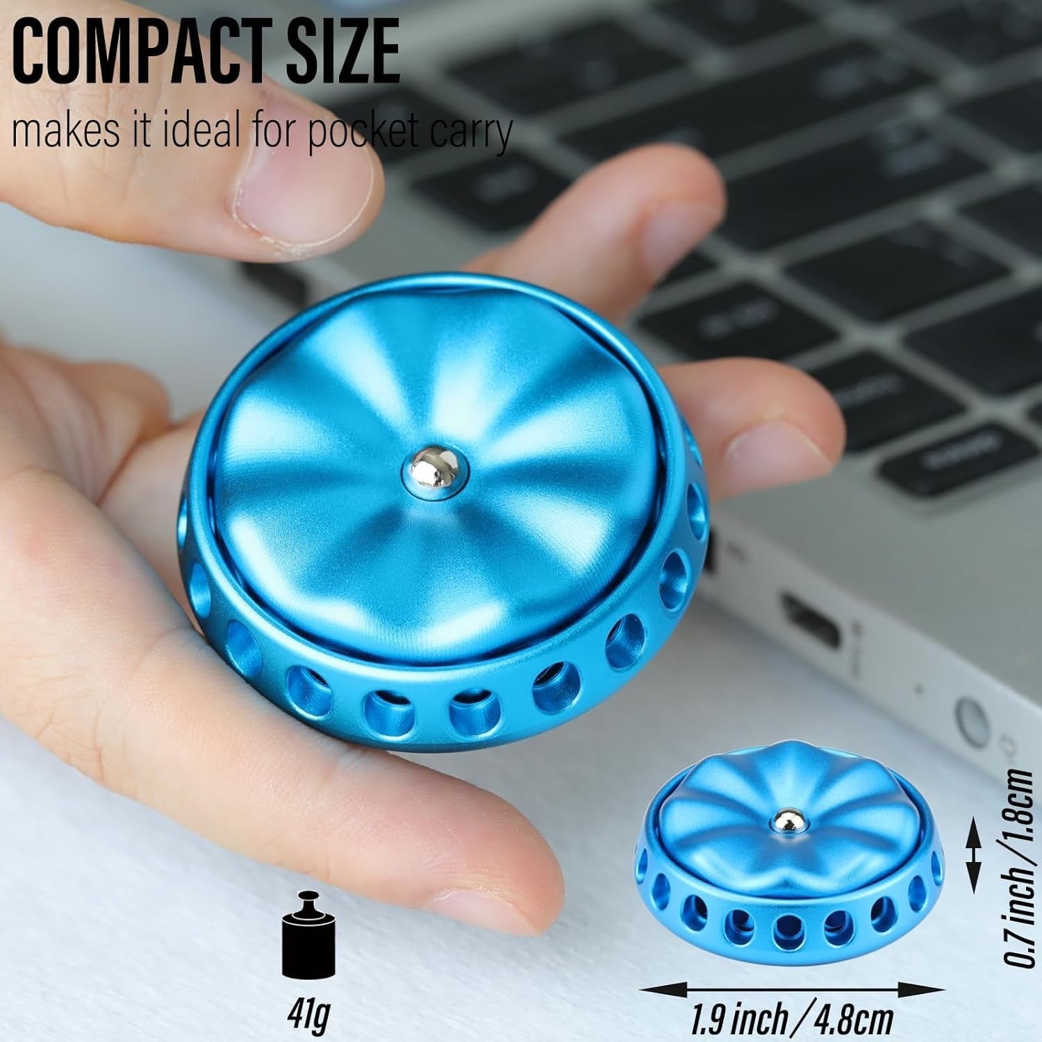 Silent Blue Metal Flower Fidget Spinner DIY Desk Coin Stress Toy