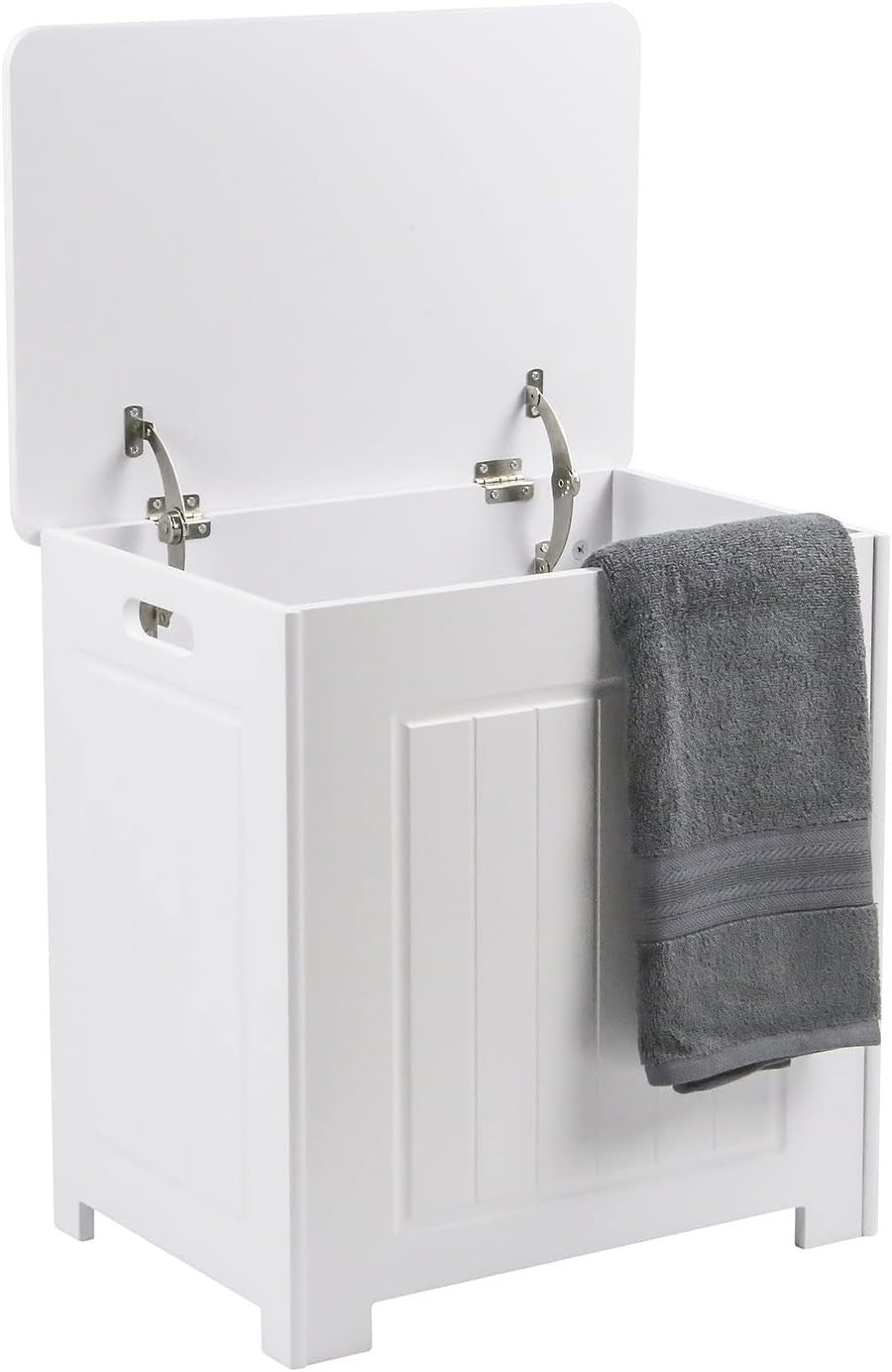 Bathroom Laundry Cabinet Wooden Storage Chest Bin Unit Compact White