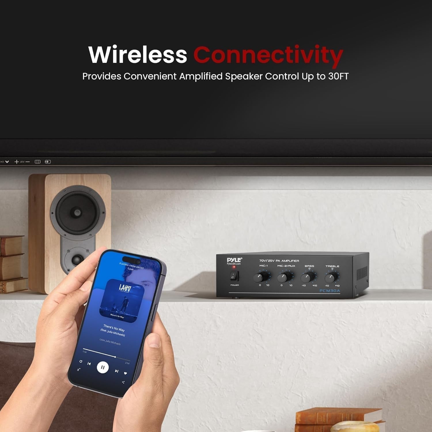 60W Mini Bluetooth Power Amplifier PA Receiver 25/70V RCA Mic