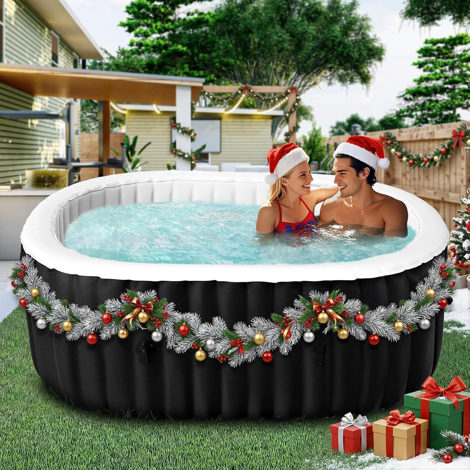 2 Person Inflatable Hot Tub Oval Spa 100 Air Jets Heated Portable