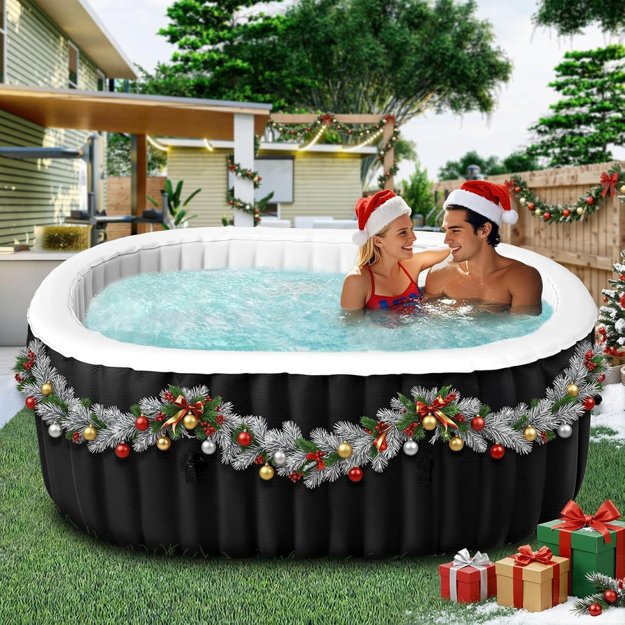 2 Person Inflatable Hot Tub Oval Spa 100 Air Jets Heated Portable