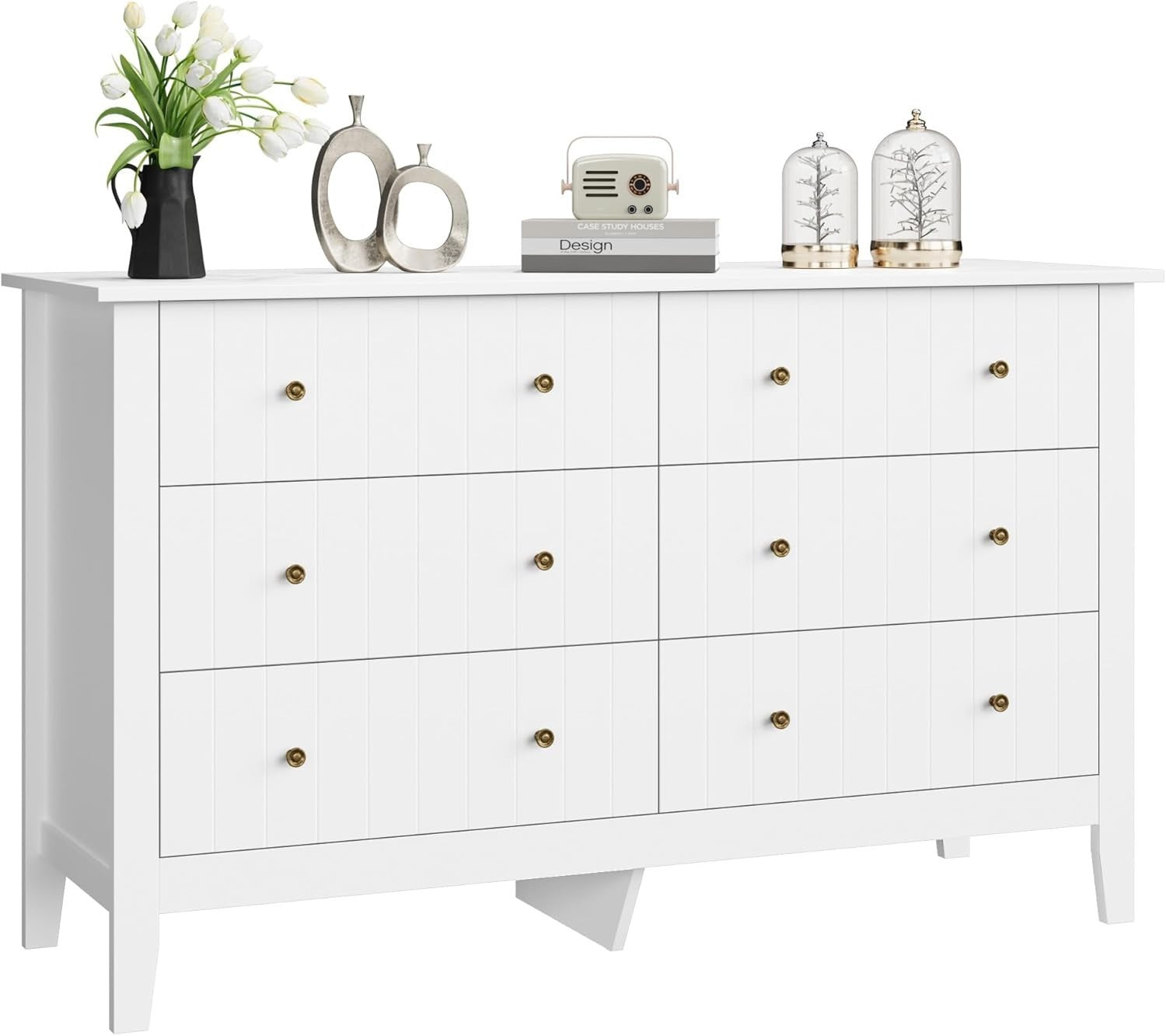 White 6 Drawer Chest Sideboard Wooden Storage Cabinet Bedroom Organizer