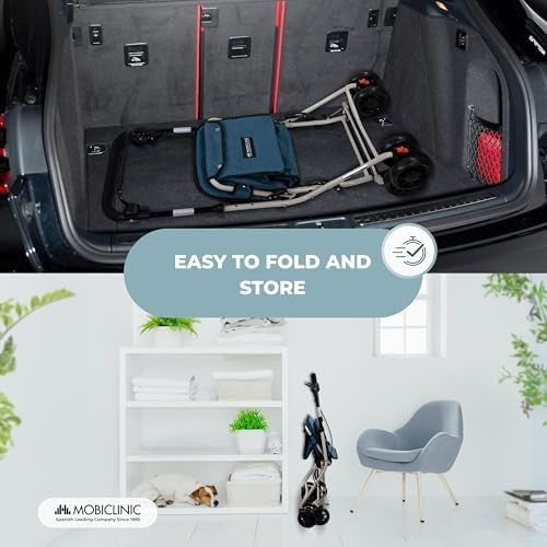 Foldable Shopping Trolley Walker with Seat Backrest Brake & Wheels