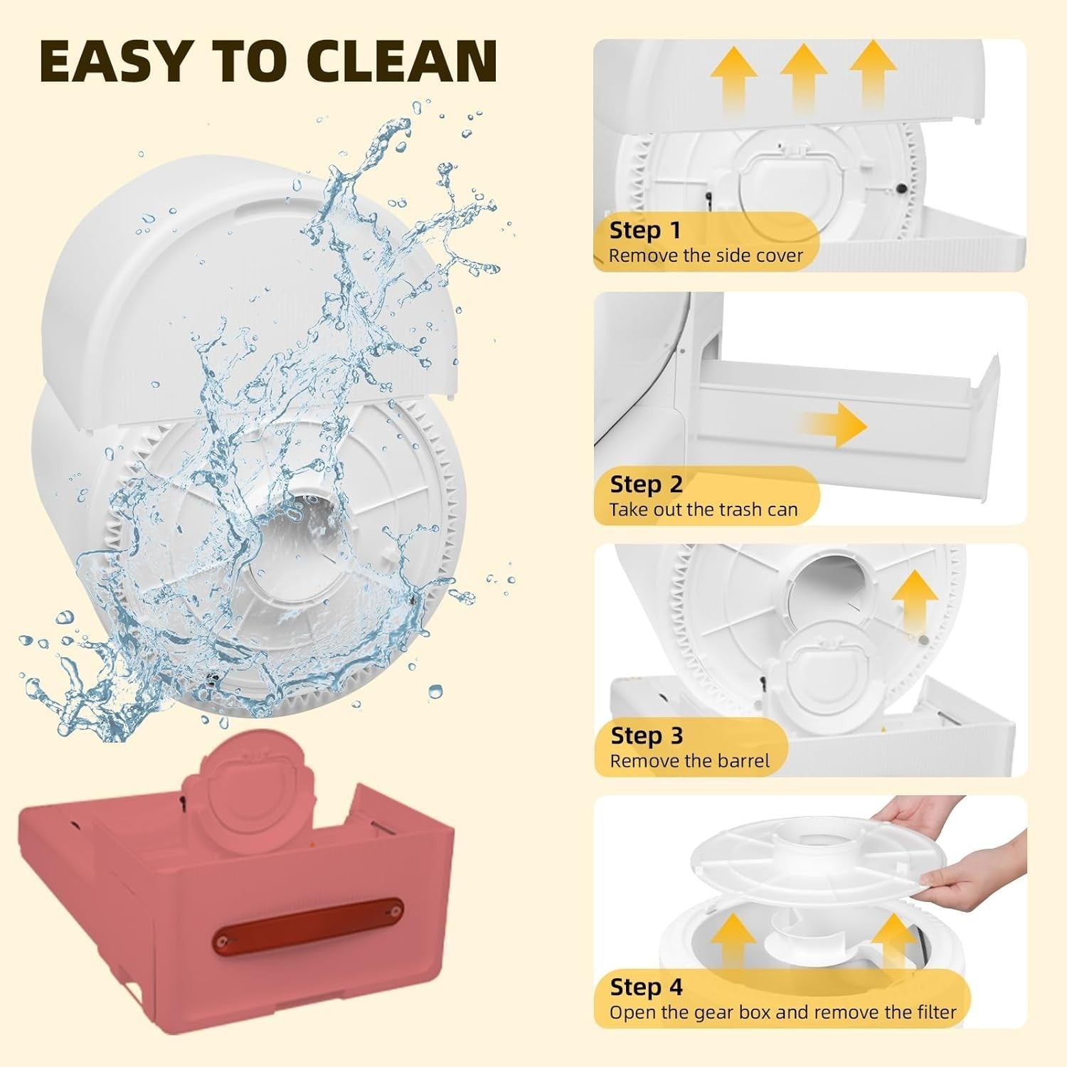 Self Cleaning Cat Litter Box 85L App Control Odor Free Auto Tray