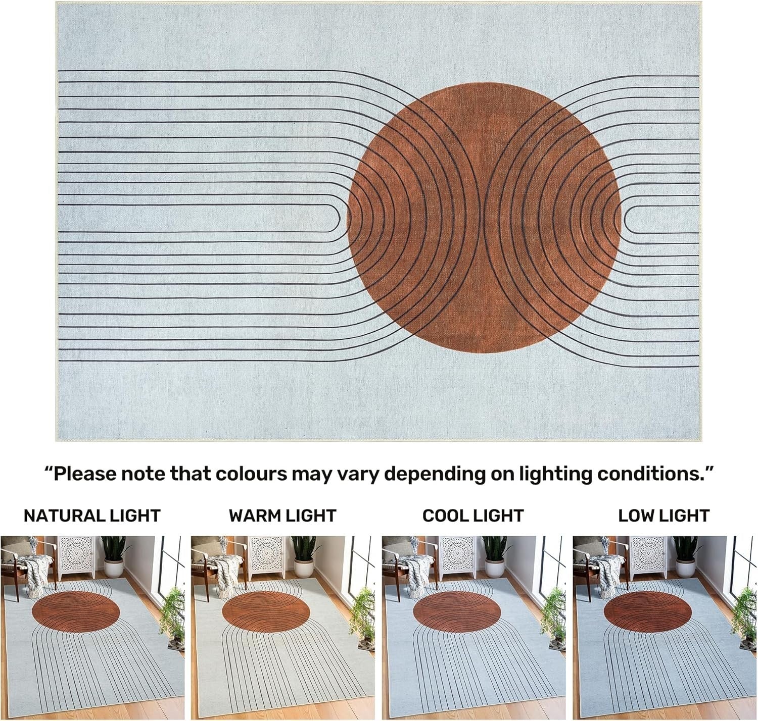 Washable Runner Rug 80x150cm Modern Non-Slip Soft Hallway Kitchen Bedroom Mat