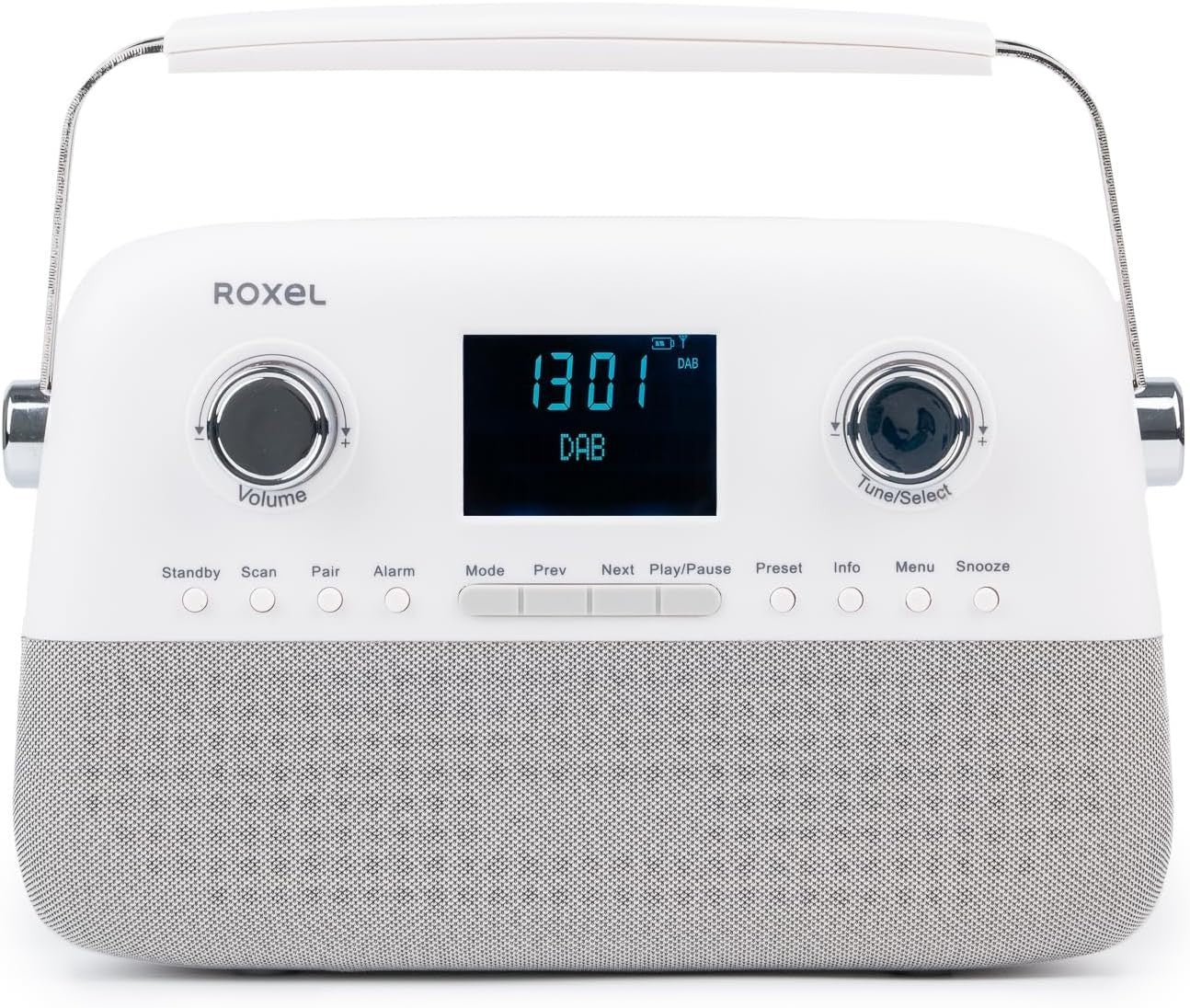 Portable DAB+/FM Retro Radio with Bluetooth, USB, AUX & Alarm – White