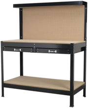 Workbench 1.2m with Drawers Pegboard Shelf Boltless Assembly 100kg Capacity