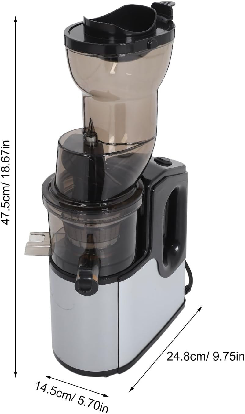 Silver Cold Press Slow Juicer Wide Feed Chute Auto Pulp Ejection