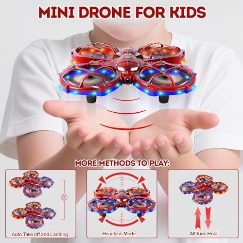 Mini Kids Drone 5+, LED Lights, Remote Control, 20 Min Flight, Stunt Toy