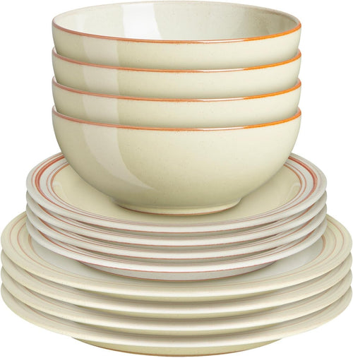 12pc Stoneware Dinner Set Plates Bowls Oven Microwave Dishwasher