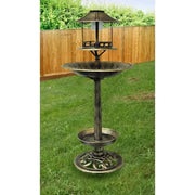 110cm Resin Garden Bird Bath Table Feeder with Solar Light Outdoor