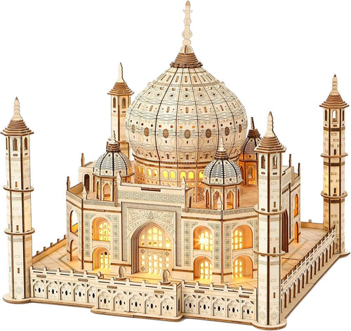 3D Wooden Taj Mahal Puzzle with LED Light, DIY Architectural Model Kit, 388 PCS