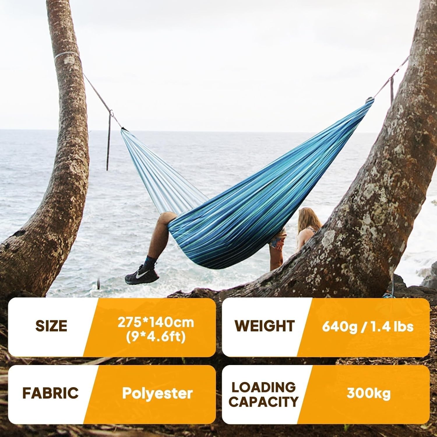 Camping Hammock 300kg Load Ultra-Light Quick-Dry Portable w/ Straps & Clips