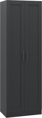 Tall Black Storage Cupboard 2 Door Wooden Cabinet with Adjustable Shelves