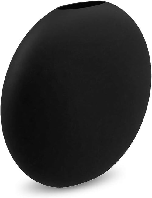 Black Ceramic Vase Modern Scandinavian Oval Decor Matte Minimal Home Accent