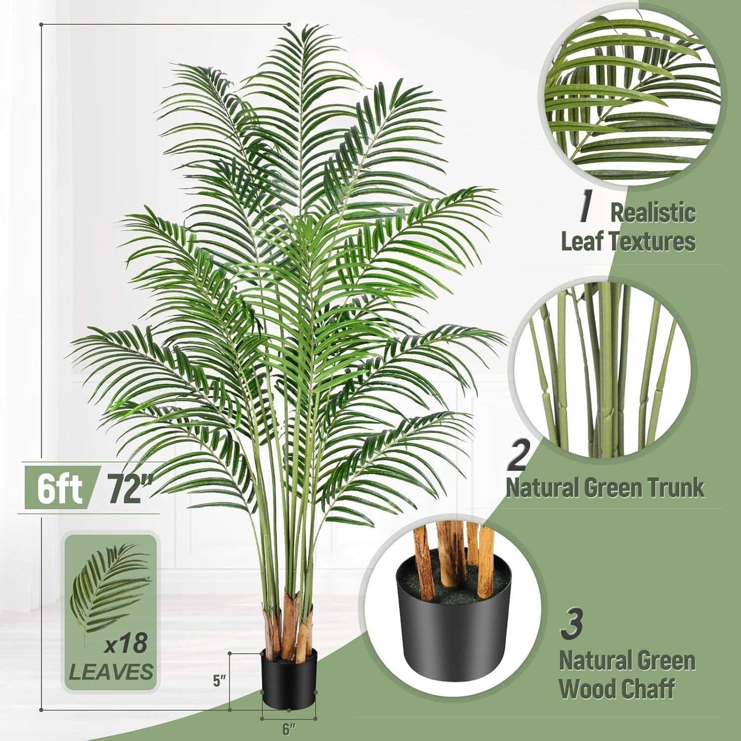 2pcs 180cm Artificial Palm Tree Faux Tropical Indoor Outdoor Home Decor Plant