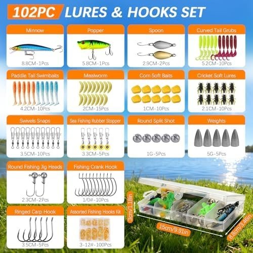 Kids Telescopic Fishing Rod & Reel Set – 2-Piece Starter Kit with Net & Lures