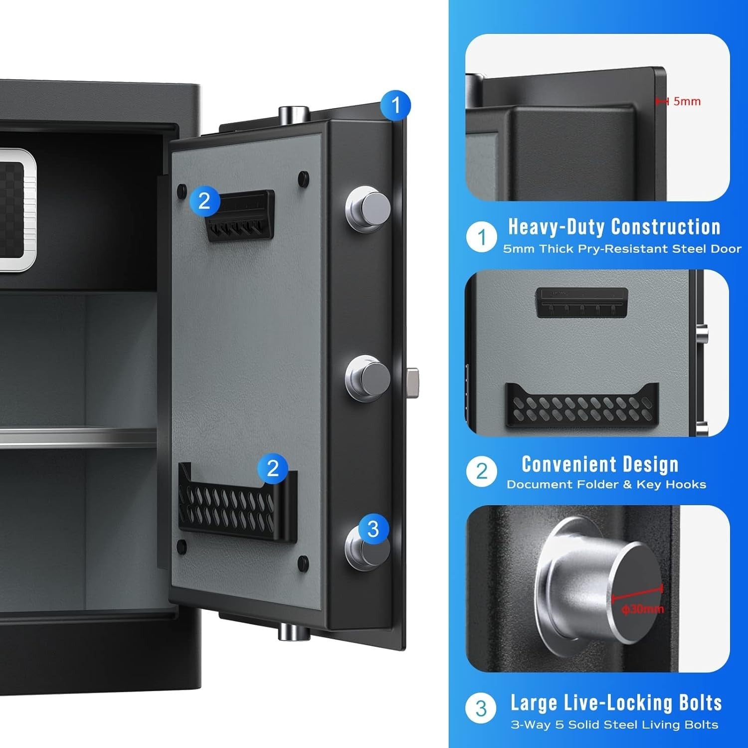 80L Biometric Fingerprint Safe Touch Screen Security Box