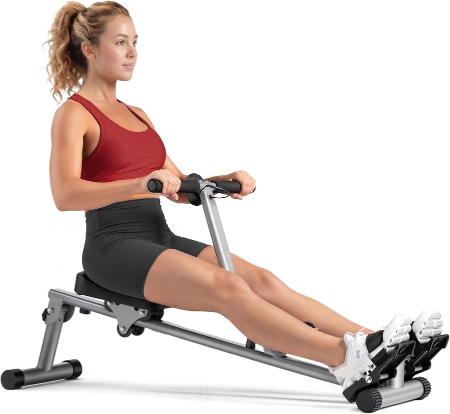 Compact Rowing Machine 12 Resistance Levels LCD Foldable Home Cardio