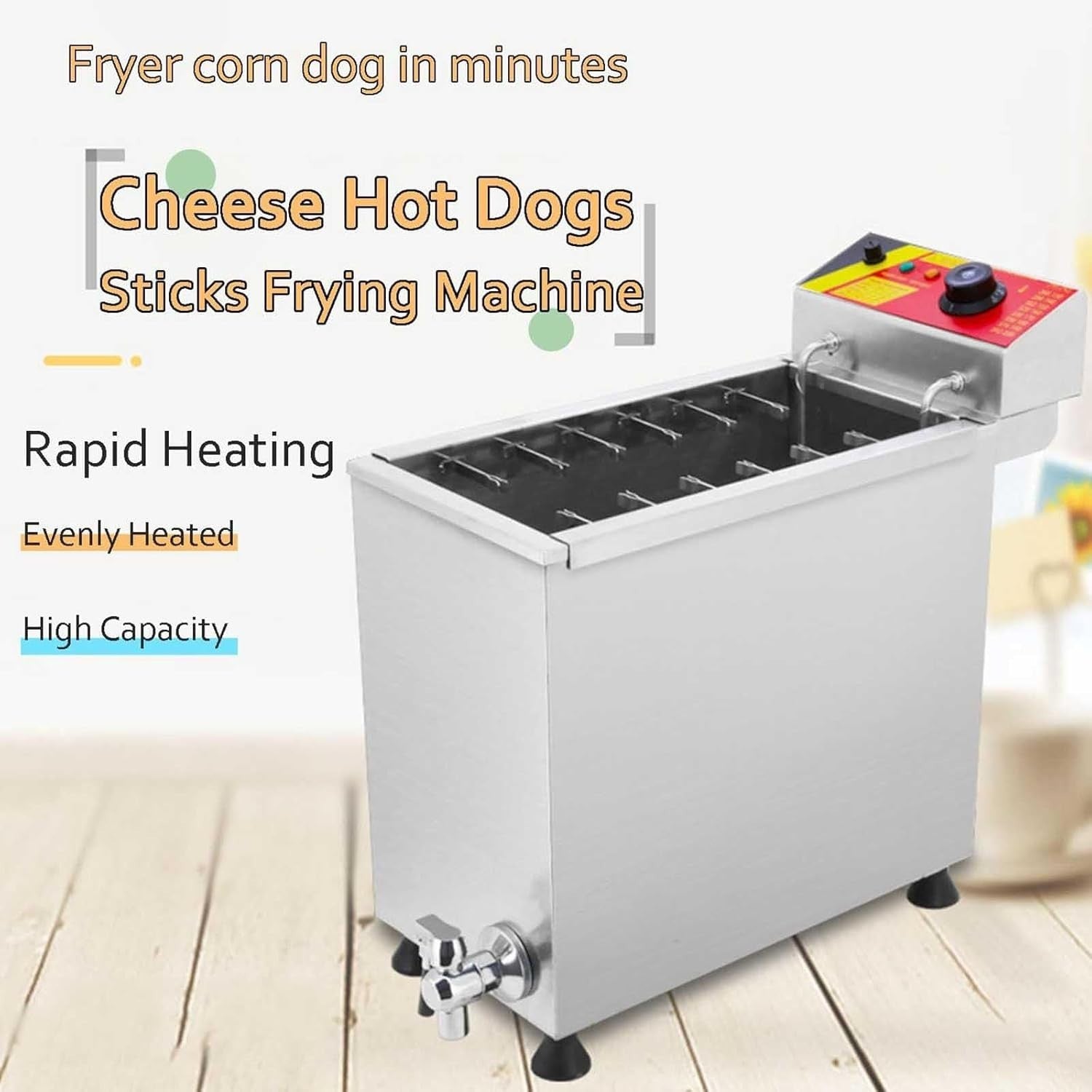 3000W Commercial Corn Dog Deep Fryer 25L Electric Stainless Steel