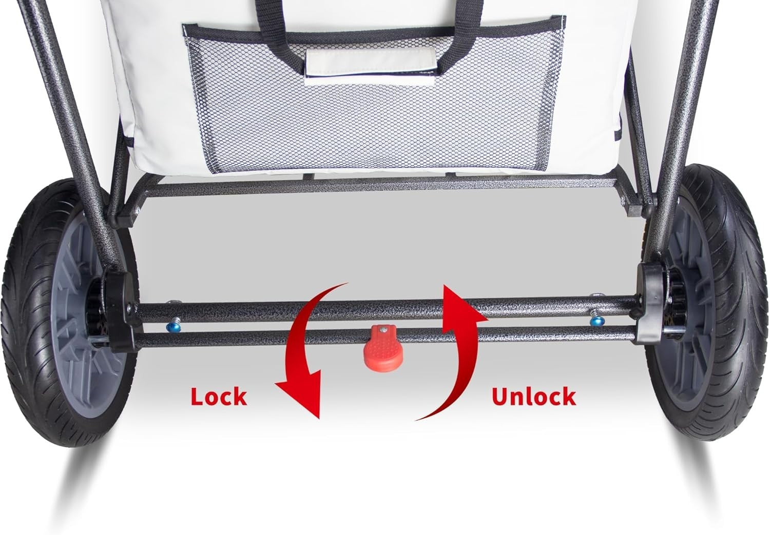 Grey/Beige Folding Wagon w/ Canopy 2 Seats Heavy Duty Collapsible Cart 120kg