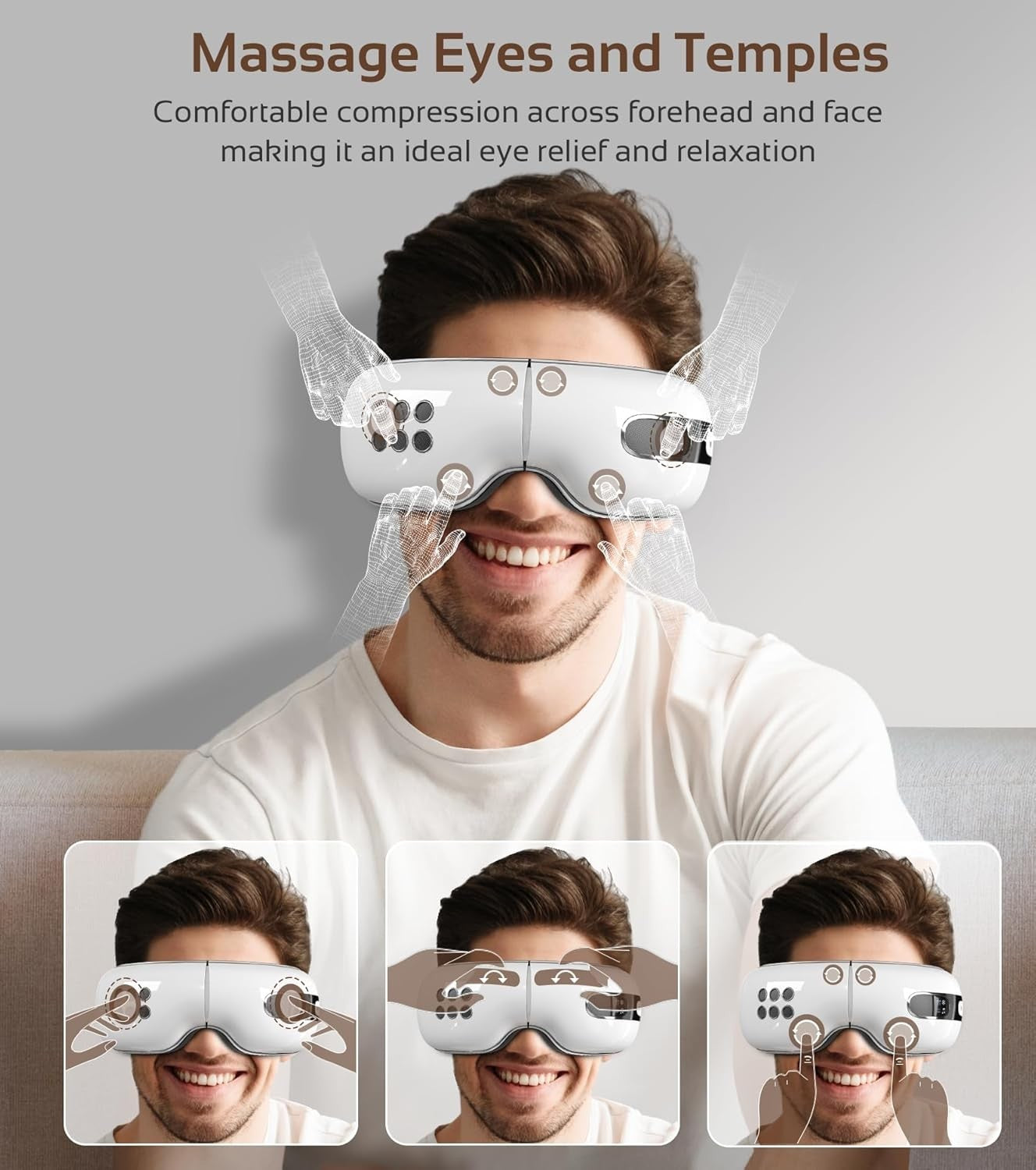 Heated & Cooling Eye Massager Rechargeable Vibration Sleep Mask