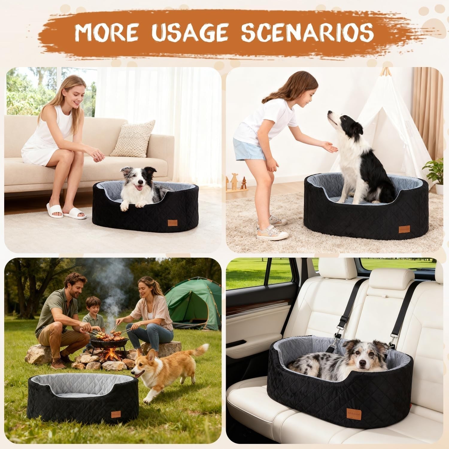 Medium Dog Car Booster Seat Travel Bed Washable Non Slip 50lbs