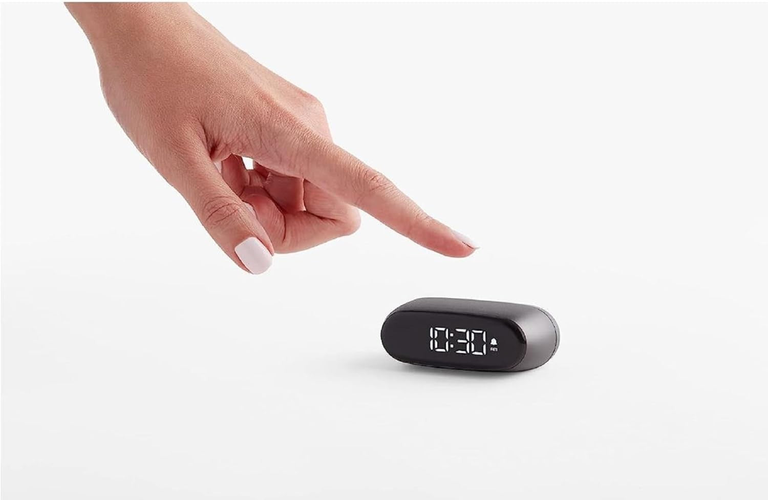 Mini Digital Alarm Clock Metallic Grey Rechargeable Touch Snooze Desk Bedside