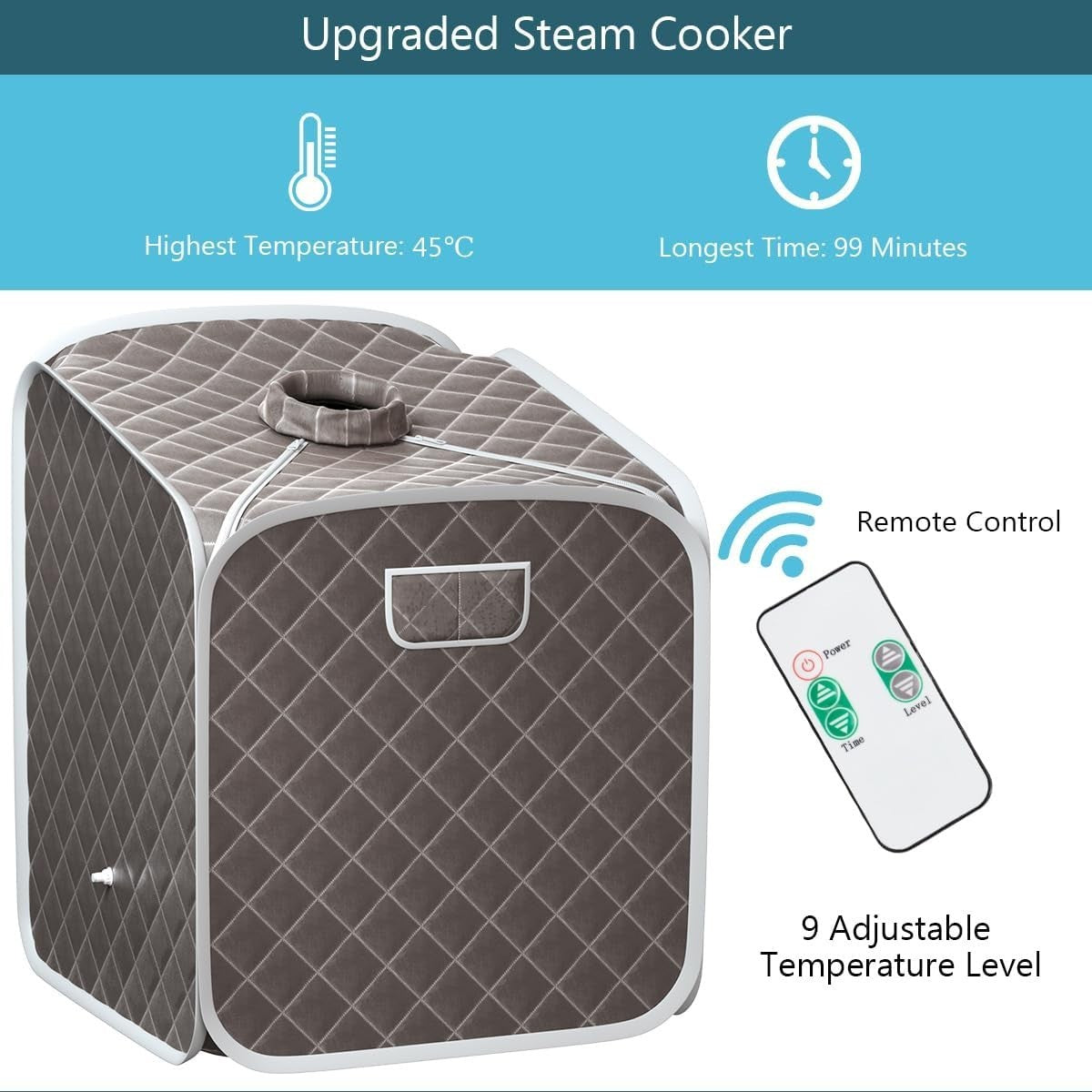 Portable Steam Sauna Tent Grey Home Spa 1000W Fast Heat Remote Chair Foot Roller