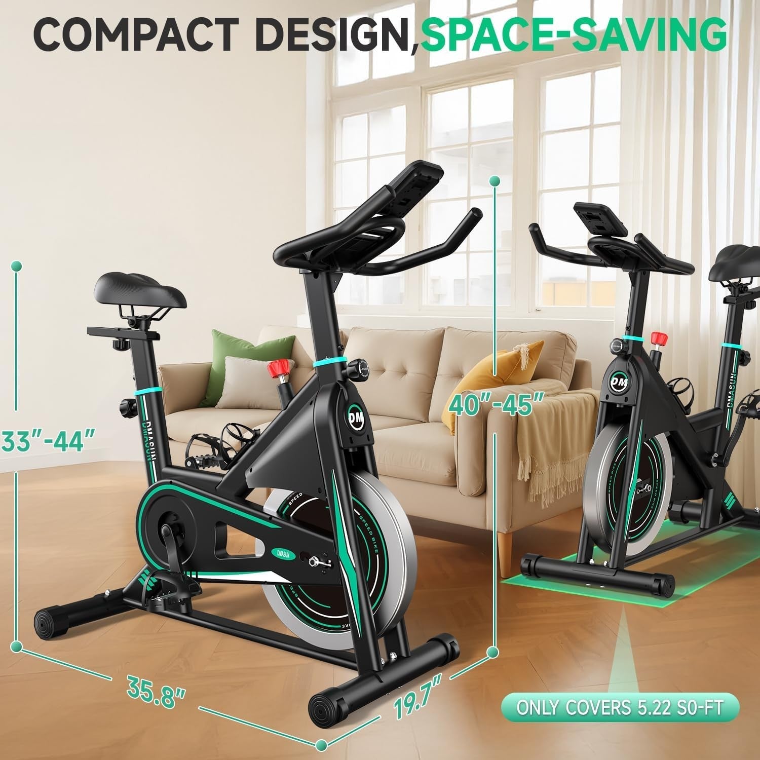 Quiet Magnetic Exercise Bike w/ LCD, Tablet Holder, 35lb Flywheel & 360lb Cap