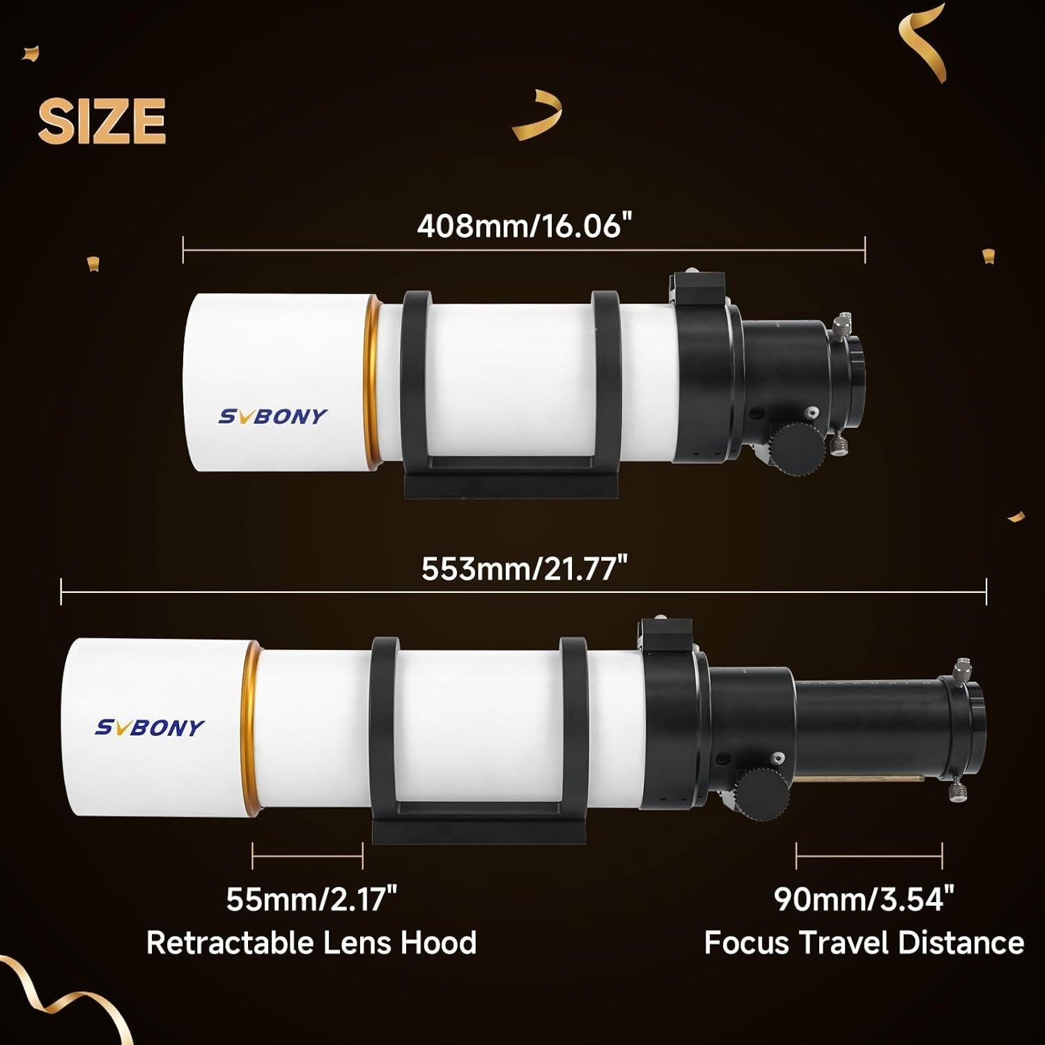 SV48P 90MM F5.5 Refractor Telescope OTA Altazimuth Dual-Speed Focuser
