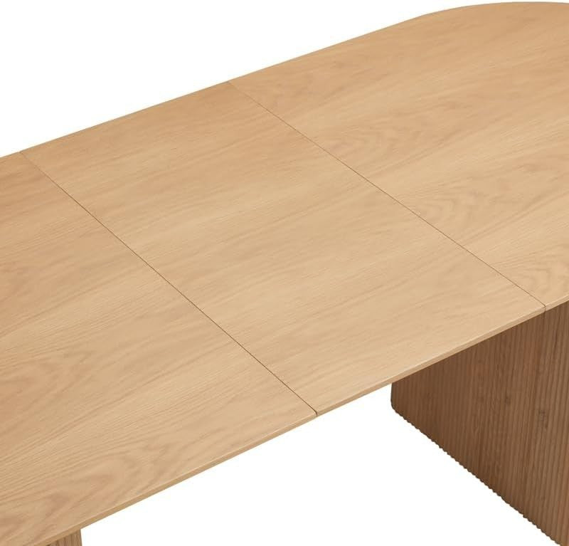 Extending Natural Wooden Dining Table 6 Seater Oval Modern Space Saving